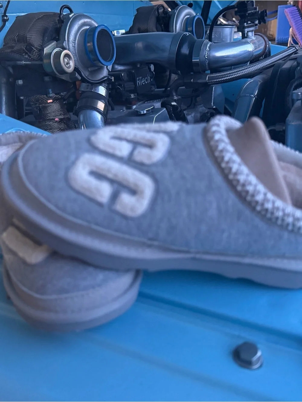 UGG Kids gray Slip-On Cozy Slippers